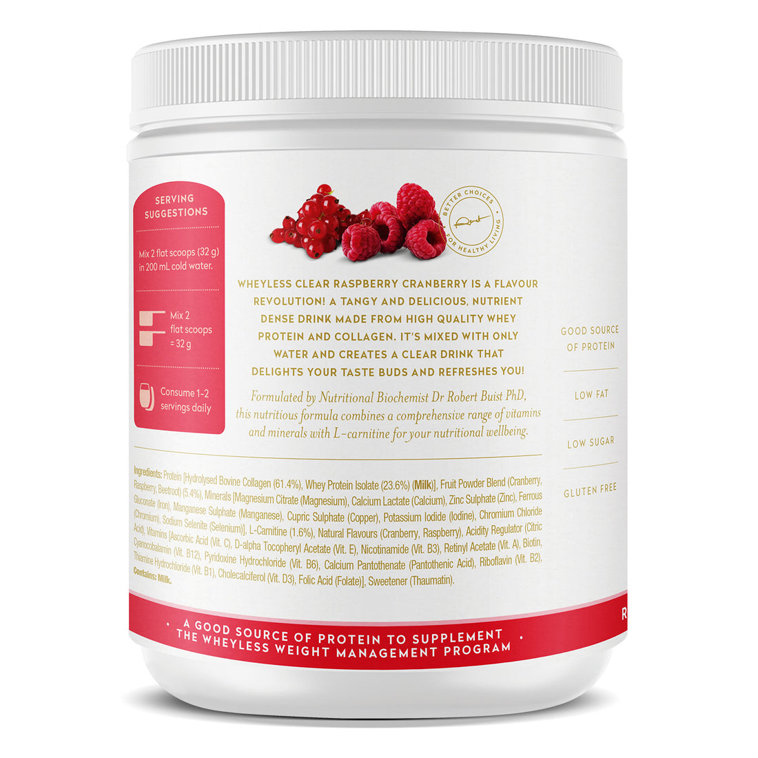 Wheyless Clear Protein Raspberry Cranberry 640g