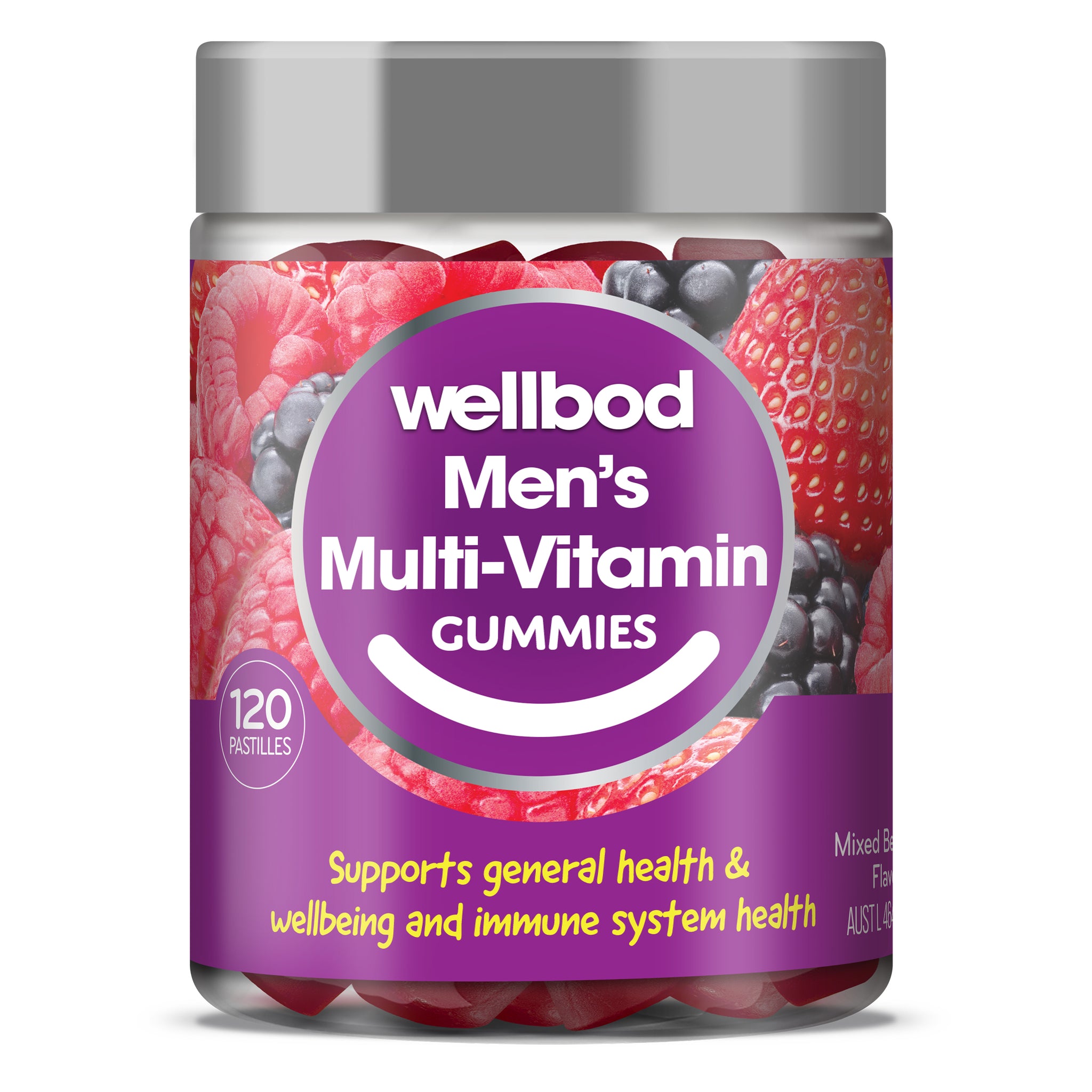 WellBod Men’s Multi-Vitamin Gummies are formulated to support general health and wellbeing, as well as immune system and bone health.