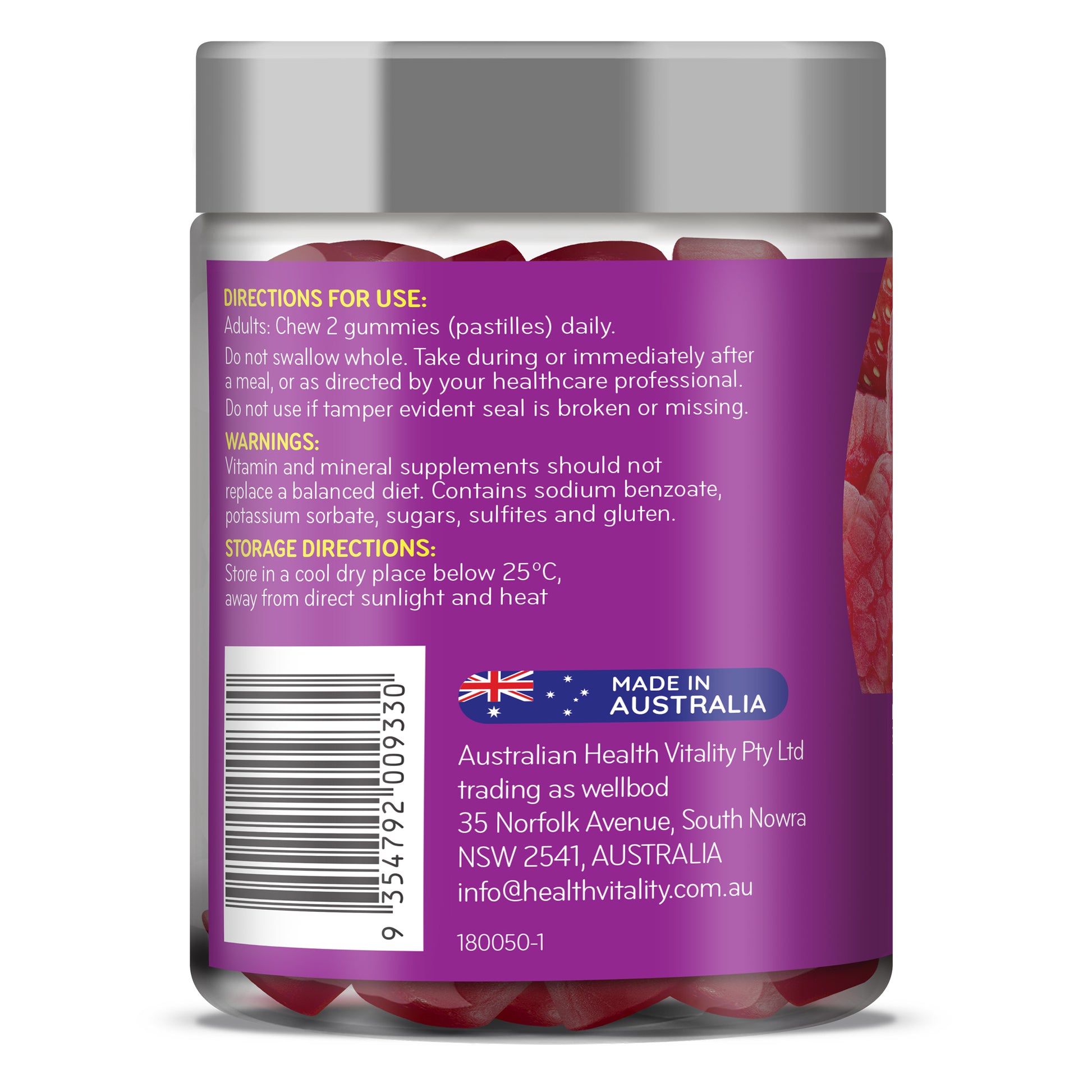 WellBod Men’s Multi-Vitamin Gummies are formulated to support general health and wellbeing, as well as immune system and bone health.